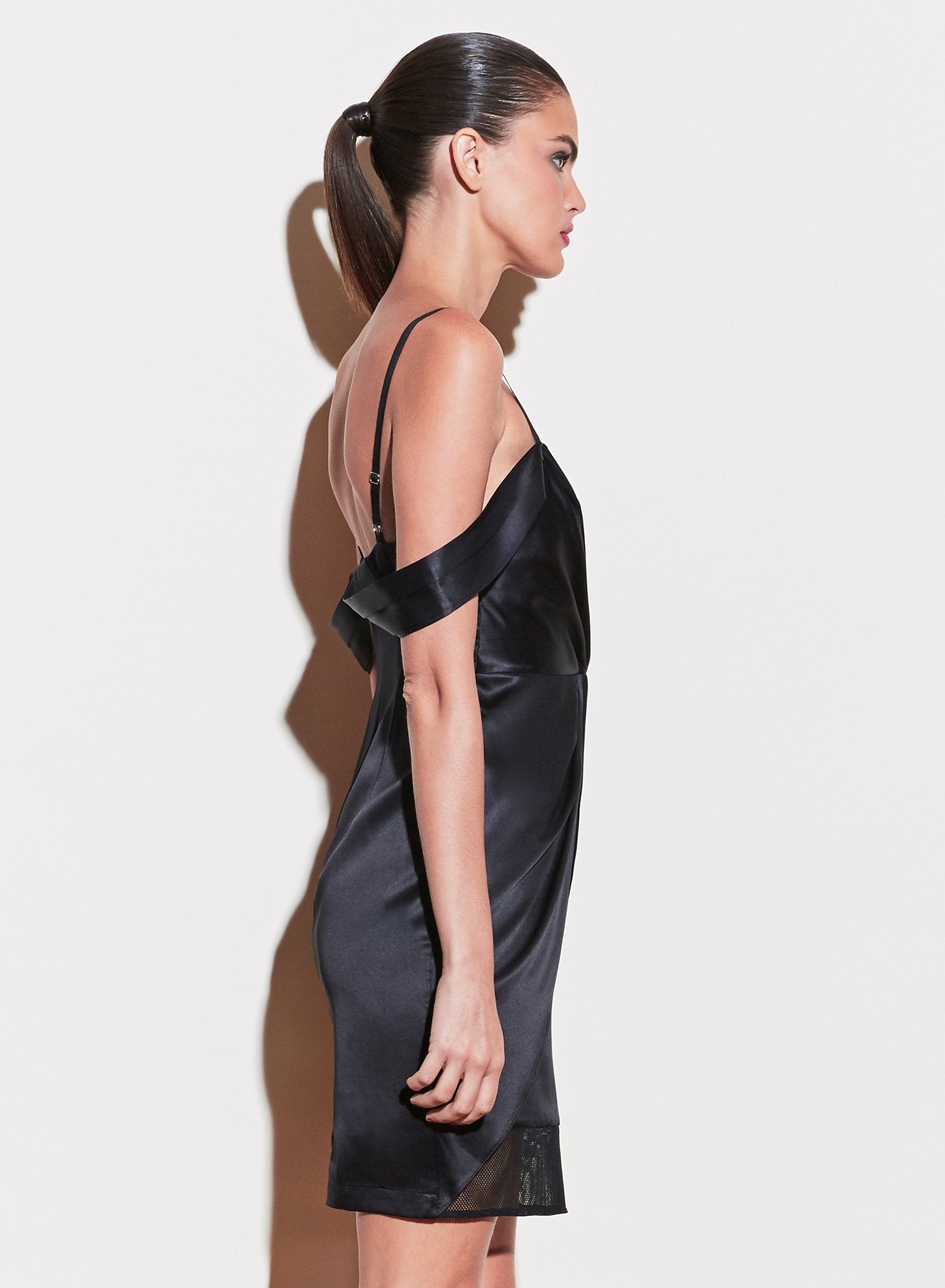 Silk & Mesh Draped Dress