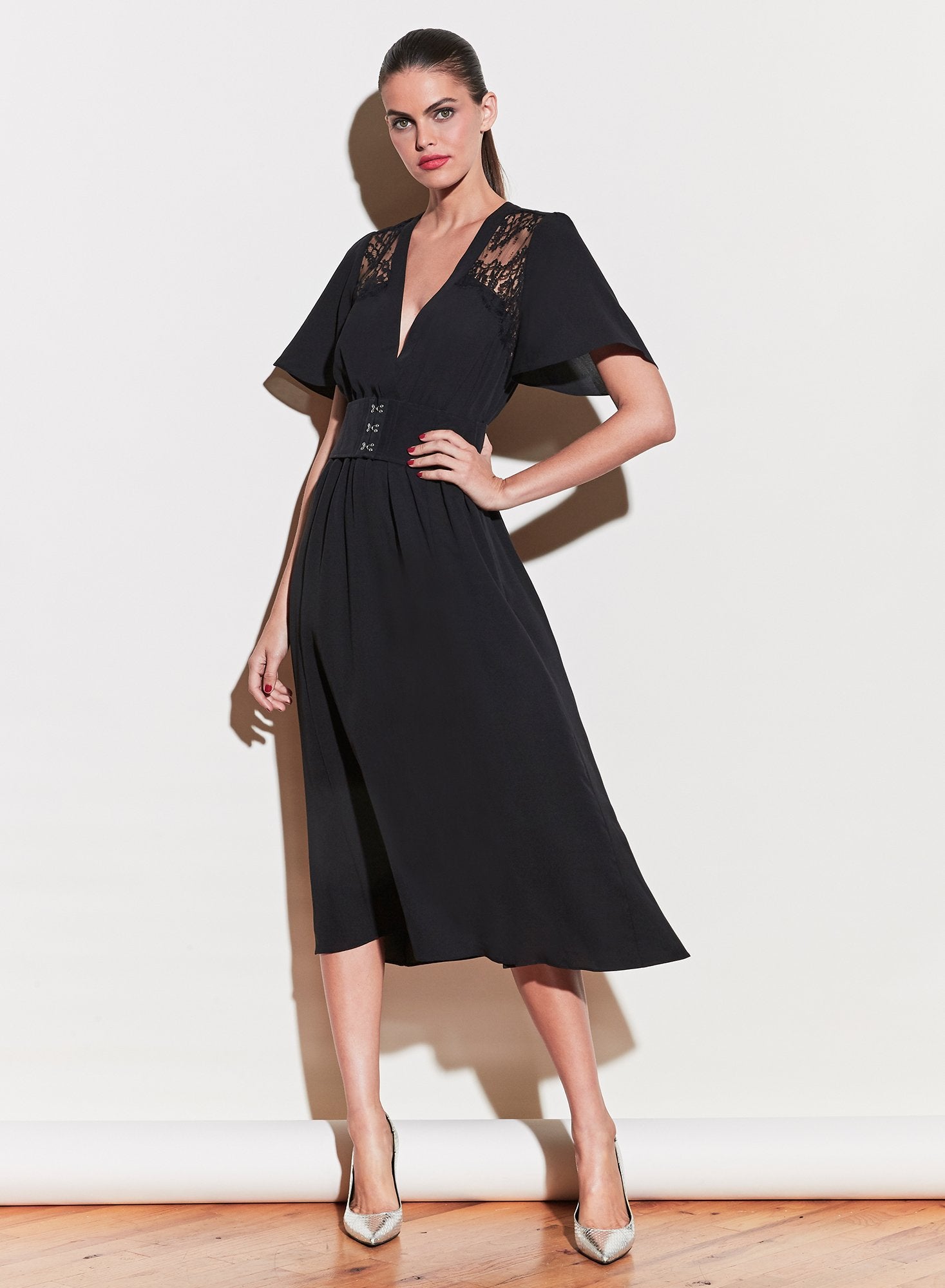 V-Neck Gathered Dress