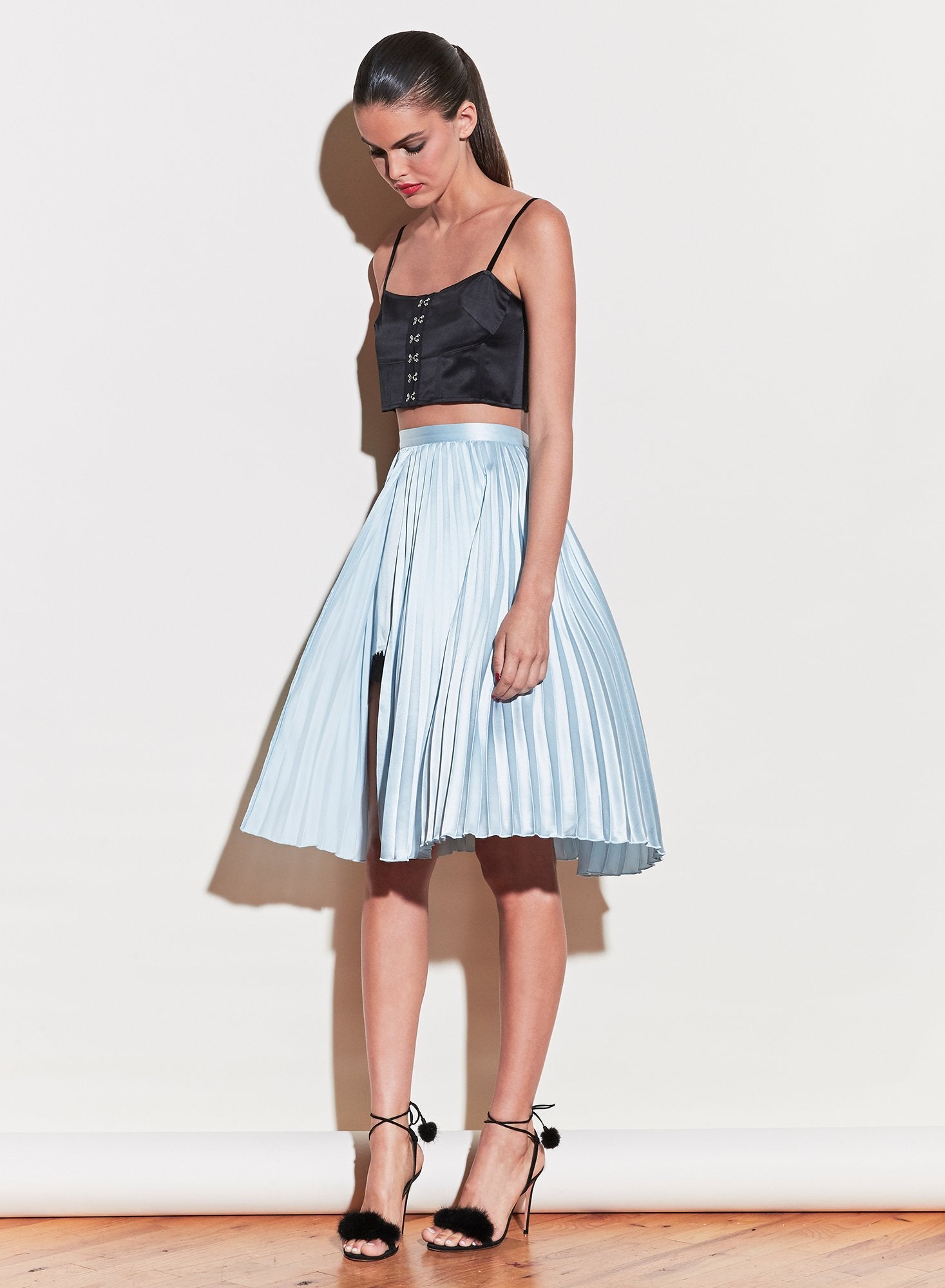 Pleated Lace Insert Skirt