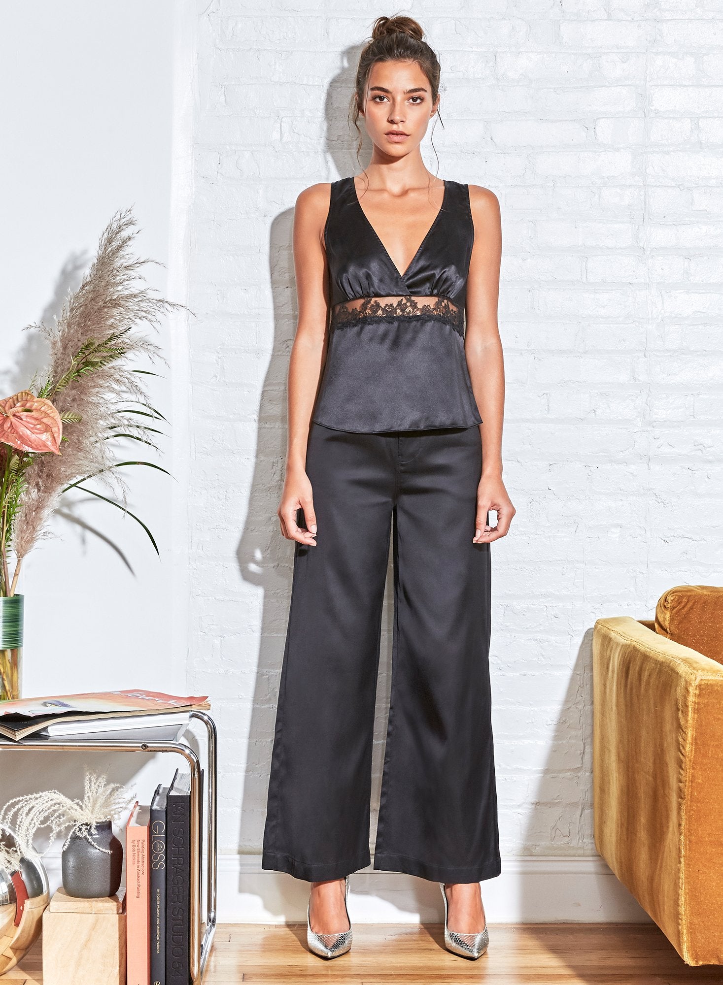 Silk Cami with Lace Insert