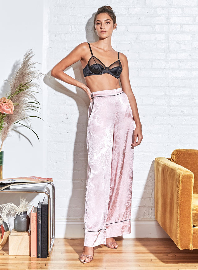 Rose pink - Fleur Jacquard Wide Leg PJ Pant | Fleur du Mal - DEMO