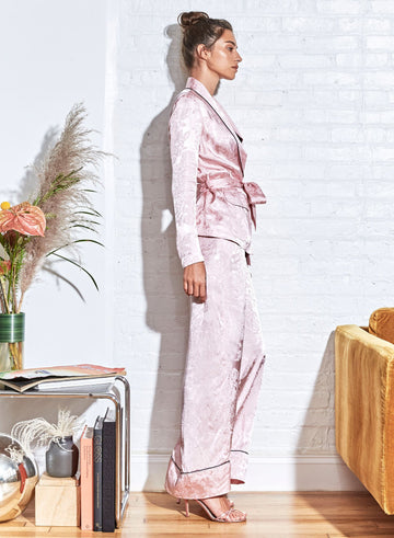 Rose pink - Fleur Jacquard Smoking Jacket | Fleur du Mal - DEMO