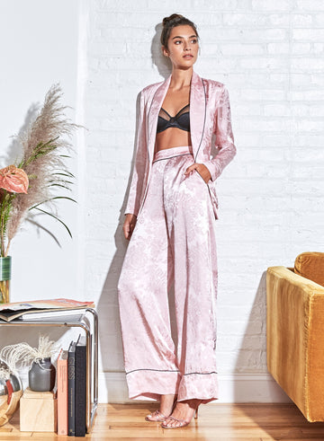 Rose pink - Fleur Jacquard Smoking Jacket | Fleur du Mal - DEMO