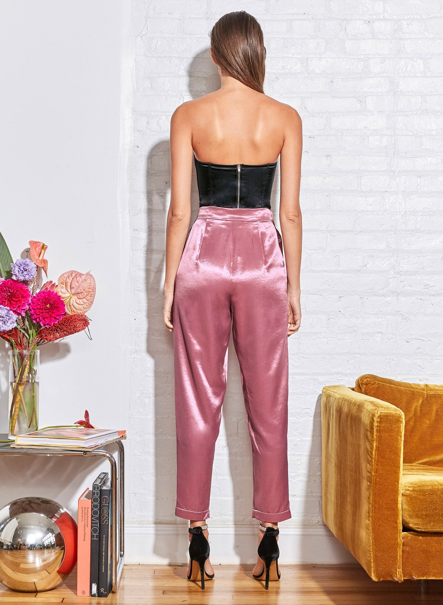 Rosewood Luster Tuxedo Pants
