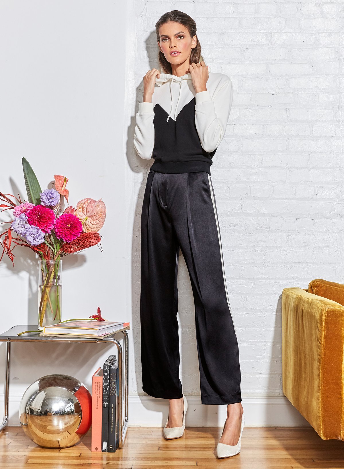 Silk Piping Belted Pants