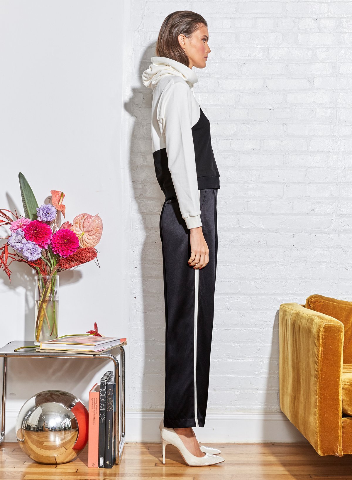 Silk Piping Belted Pants