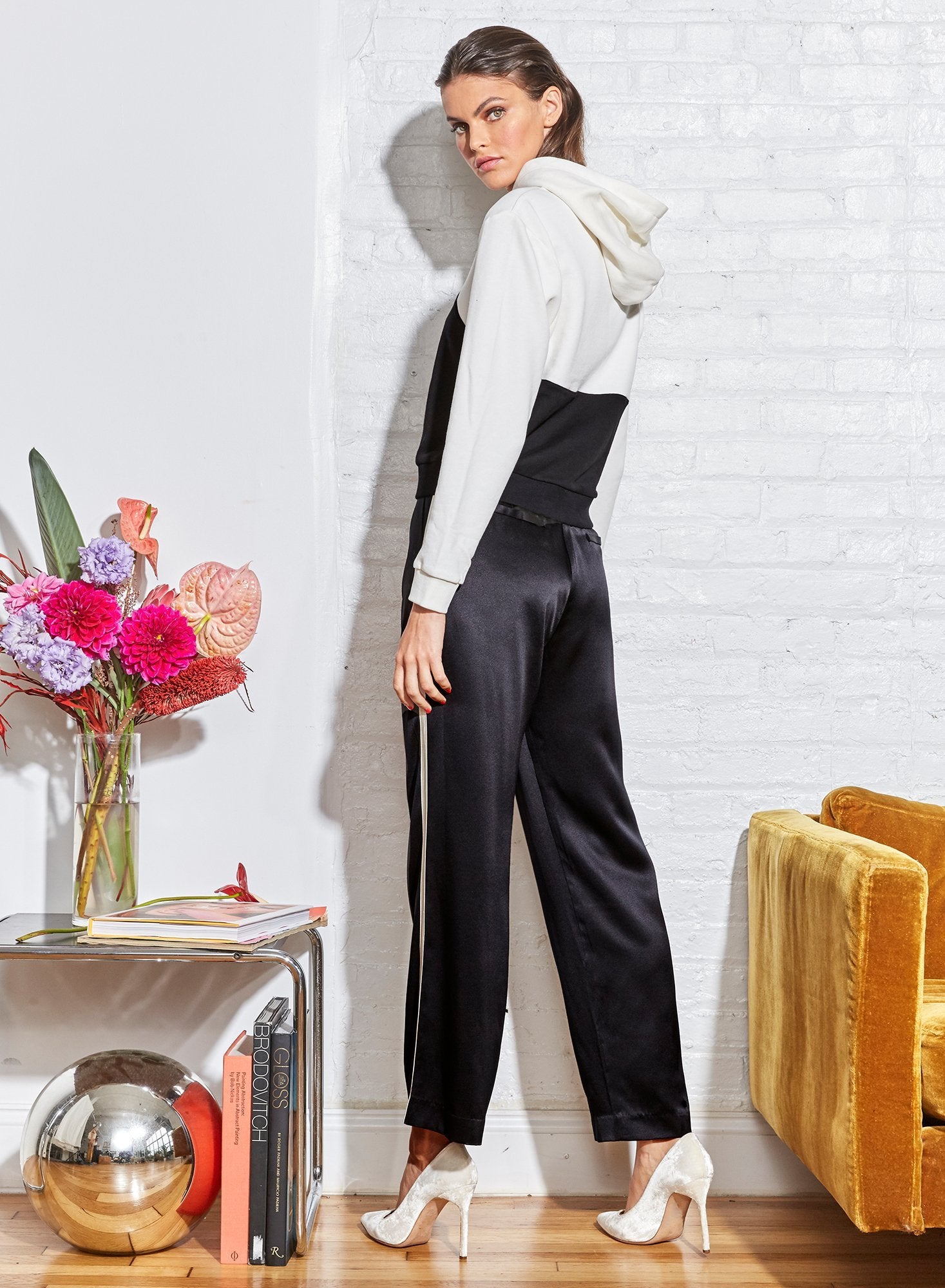 Silk Piping Belted Pants