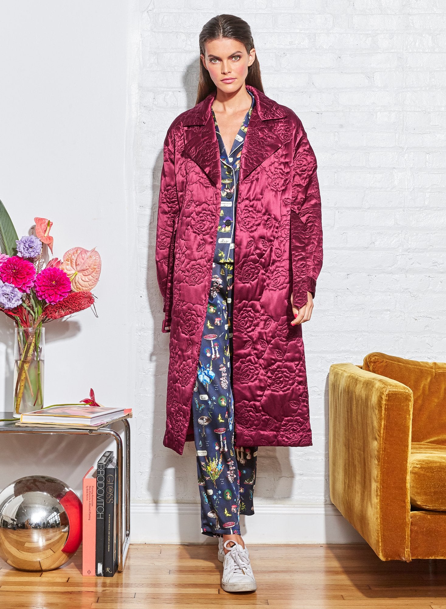 Rose Quilted Moto Trench