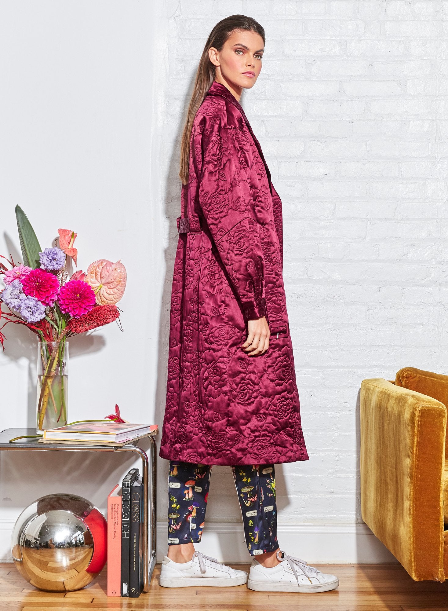 Rose Quilted Moto Trench