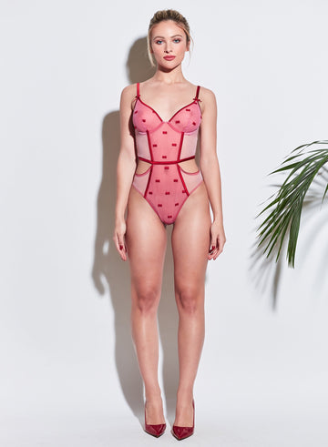 Bisou/rouge - Bow Embroidery Bodysuit | Fleur du Mal - DEMO