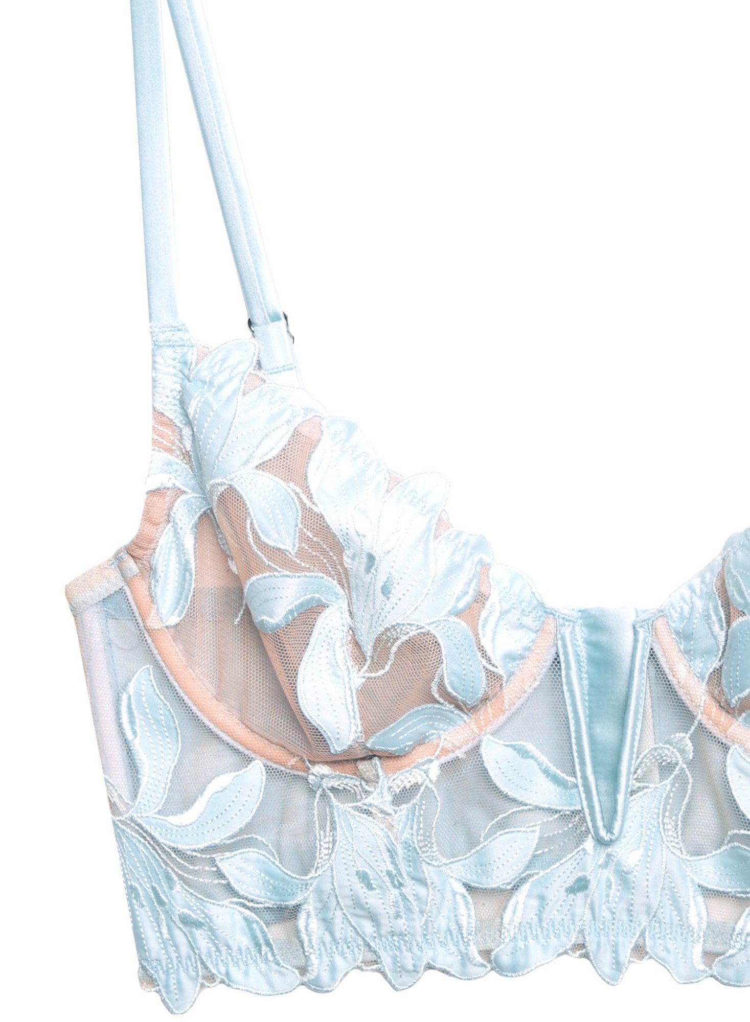 Fuller Cup Lily Embroidery Long Lined Demi Bra