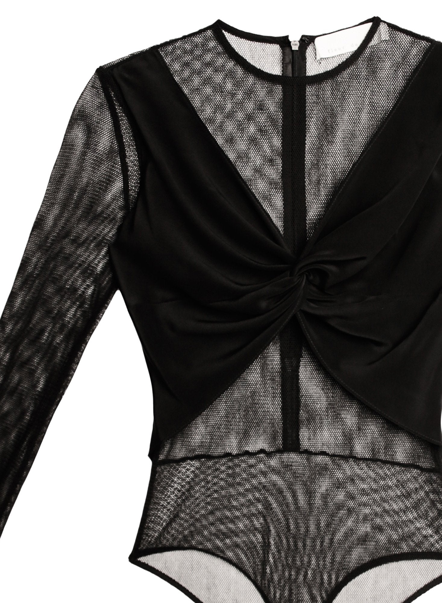 Silk & Mesh Twist Front Bodysuit