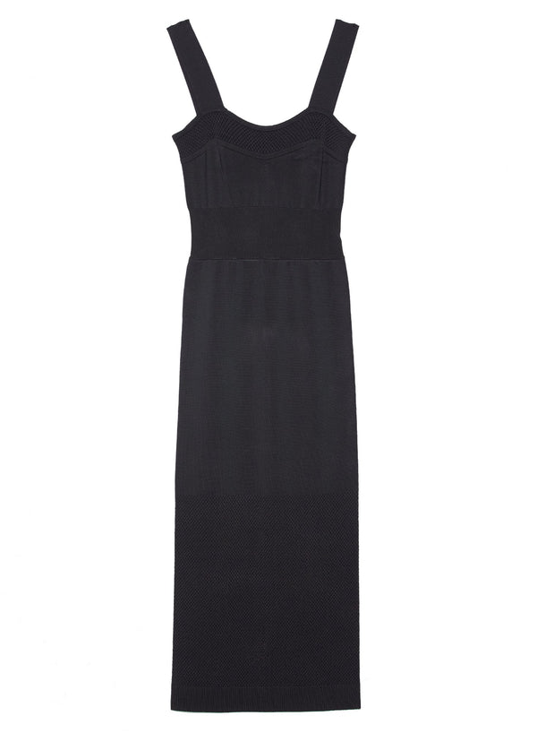 Black - Pointelle Knit Shaping Dress | Fleur du Mal - DEMO