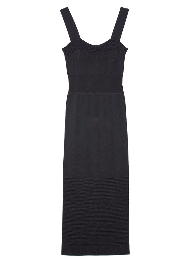 Black - Pointelle Knit Shaping Dress | Fleur du Mal - DEMO