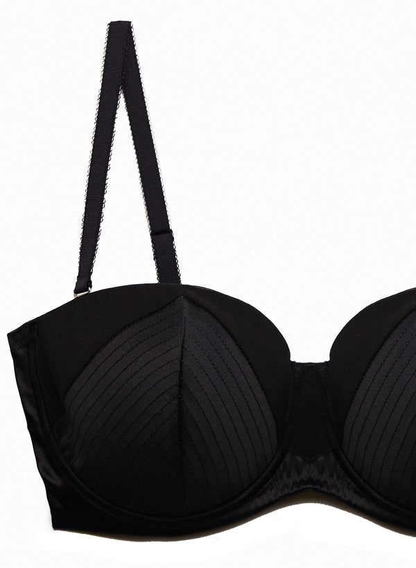 Black - Fuller Cup Top Stitch Convertible Bra | Fleur du Mal - DEMO