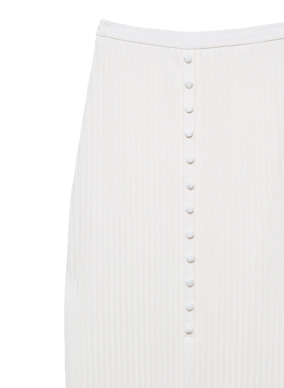 Ribbed Snap Skirt With Slit