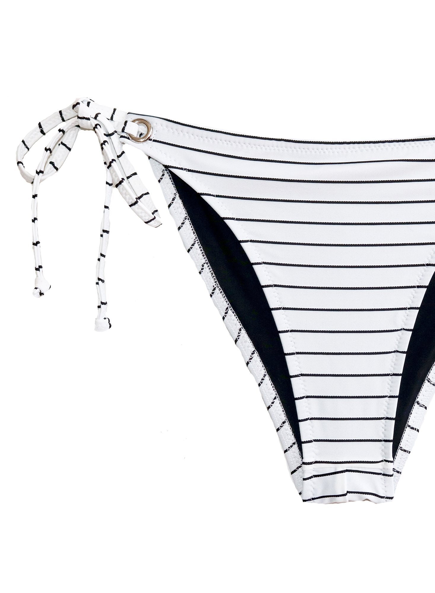Mitered Stripe Grommet Side Tie Bikini Bottom