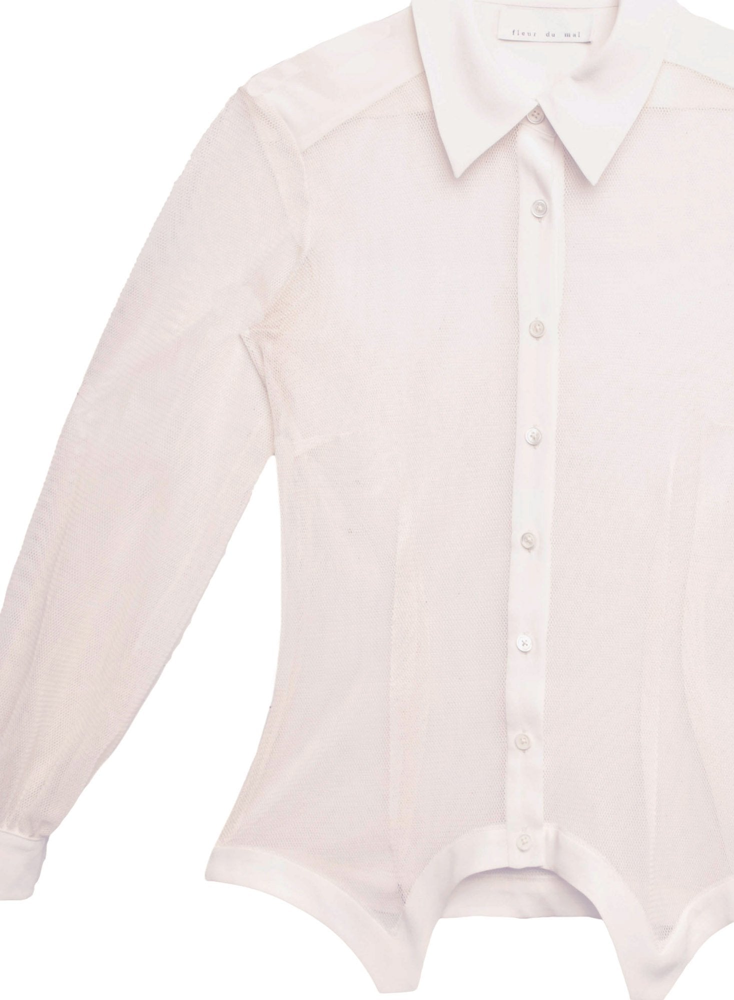 Silk & Mesh Sheer Paneled Shirt