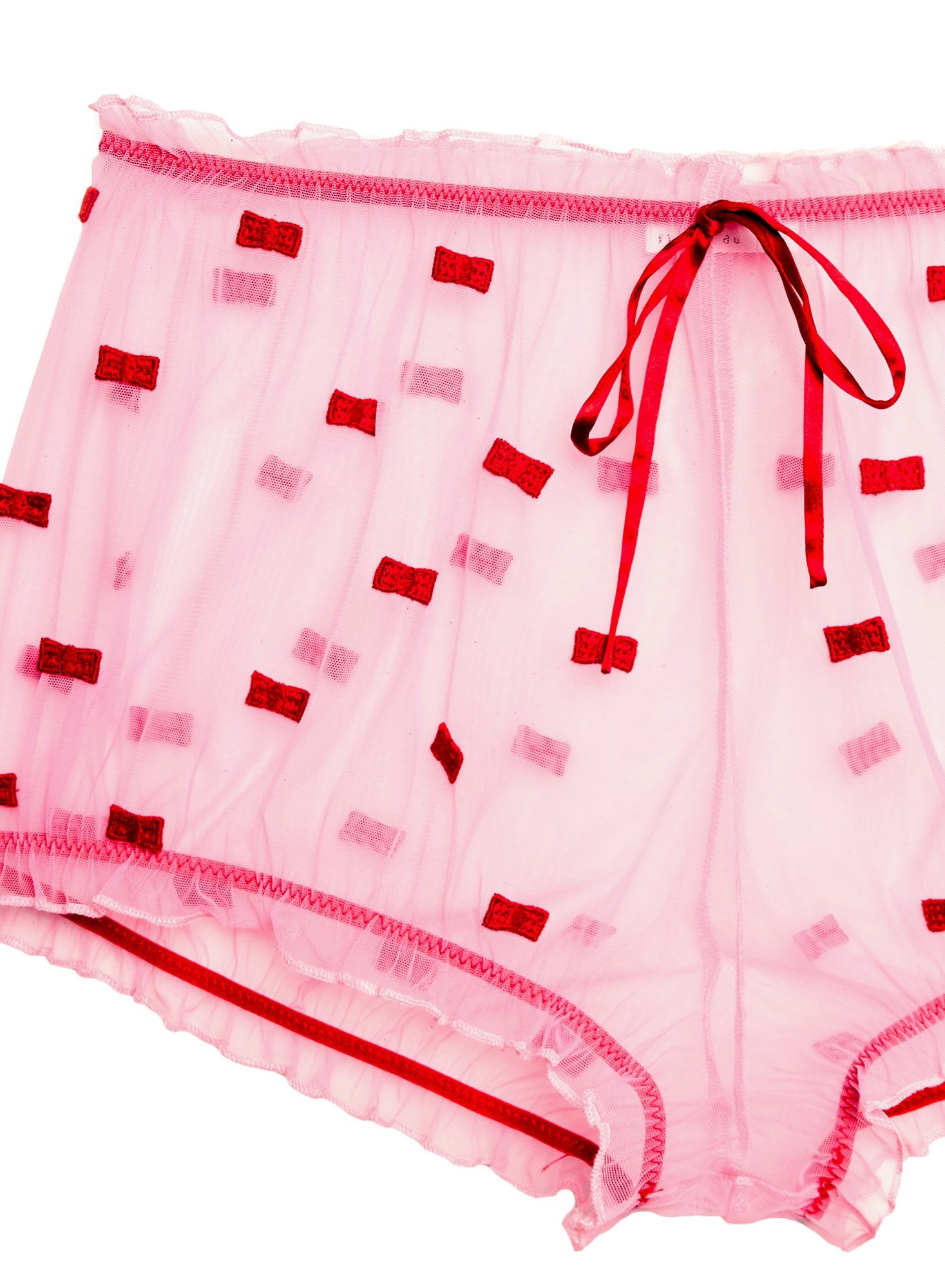Bow Embroidery Ruched Shorts