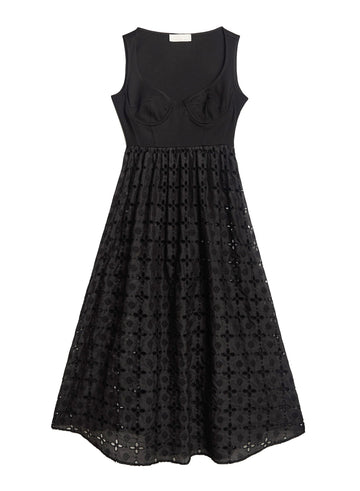 Black - Broderie Bodysuit Dress | Fleur du Mal - DEMO