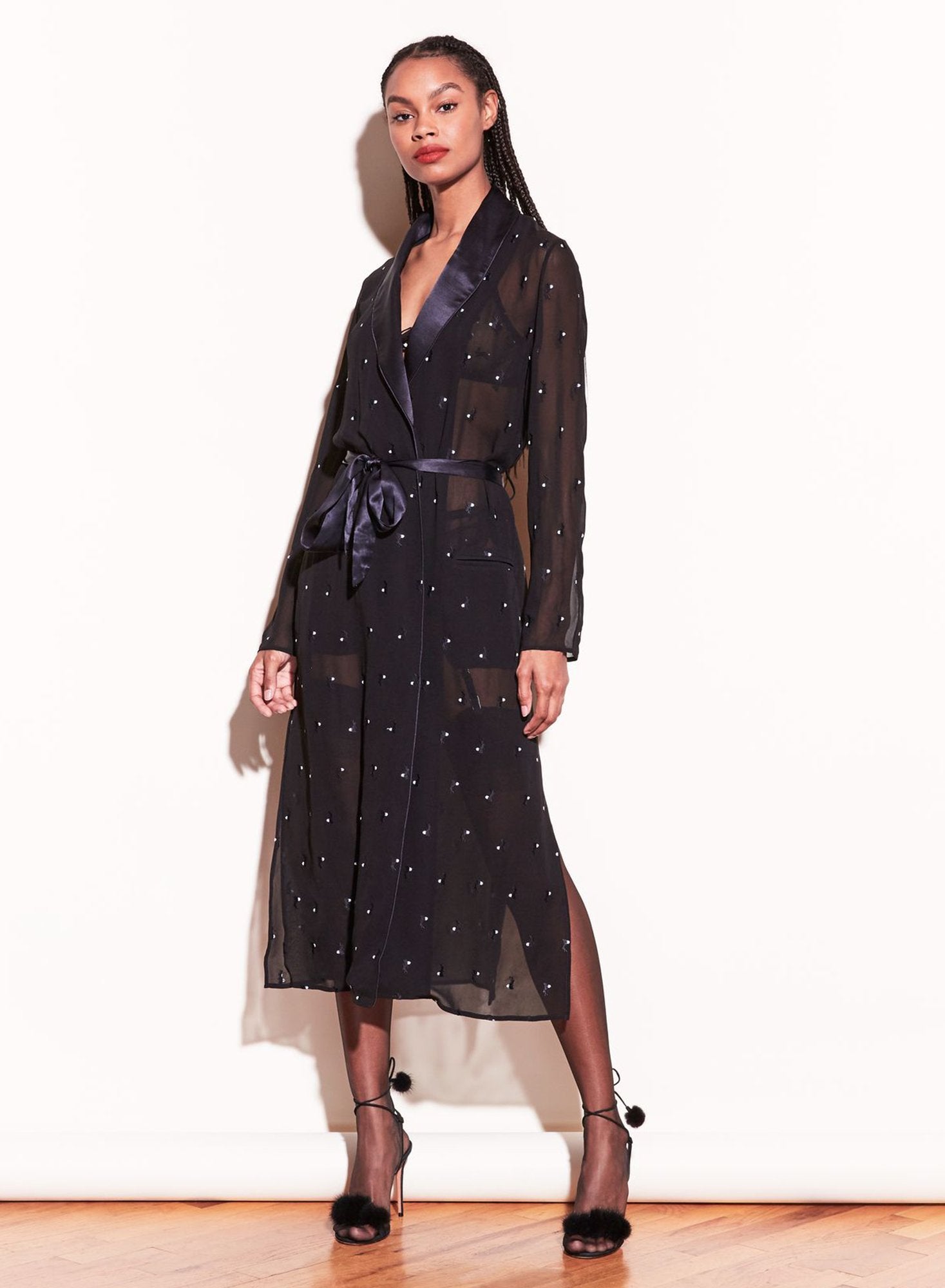 Bunny Embroidery Smoking Robe