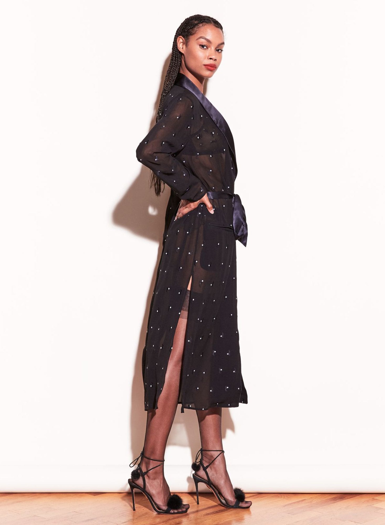 Bunny Embroidery Smoking Robe