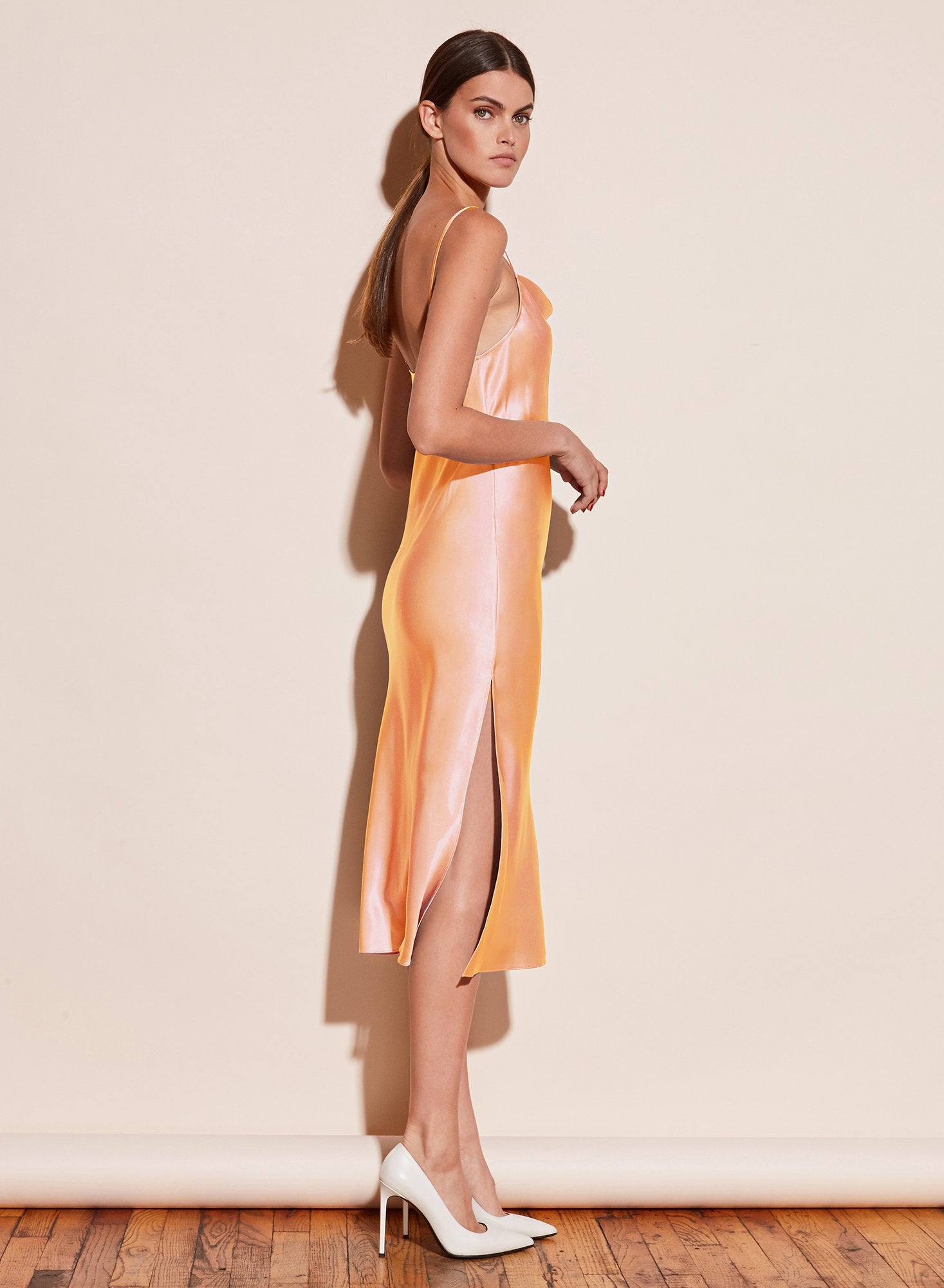 Cowl Neck Slip Dress with Slit