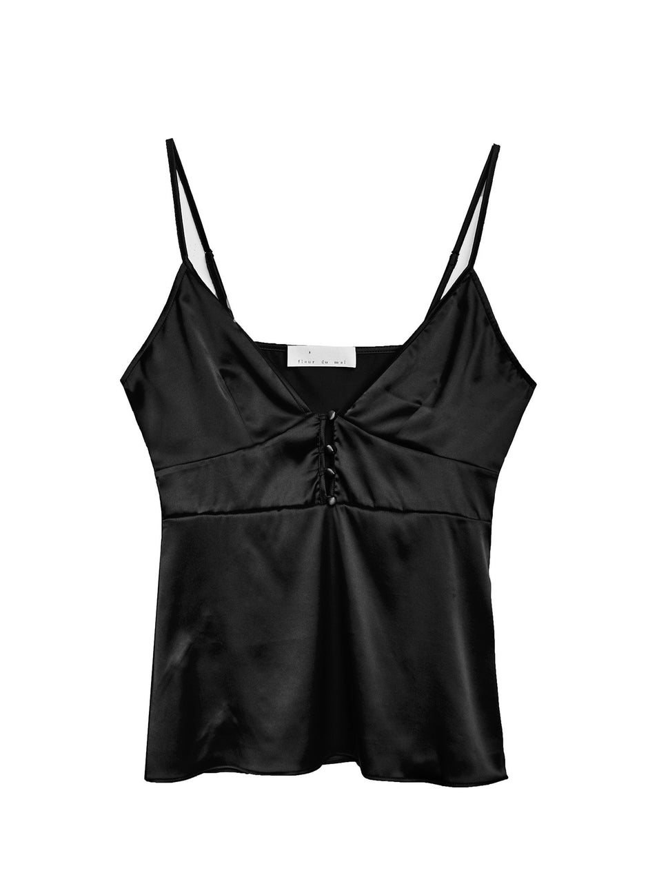 Black - Button Front Cami | Fleur du Mal - DEMO