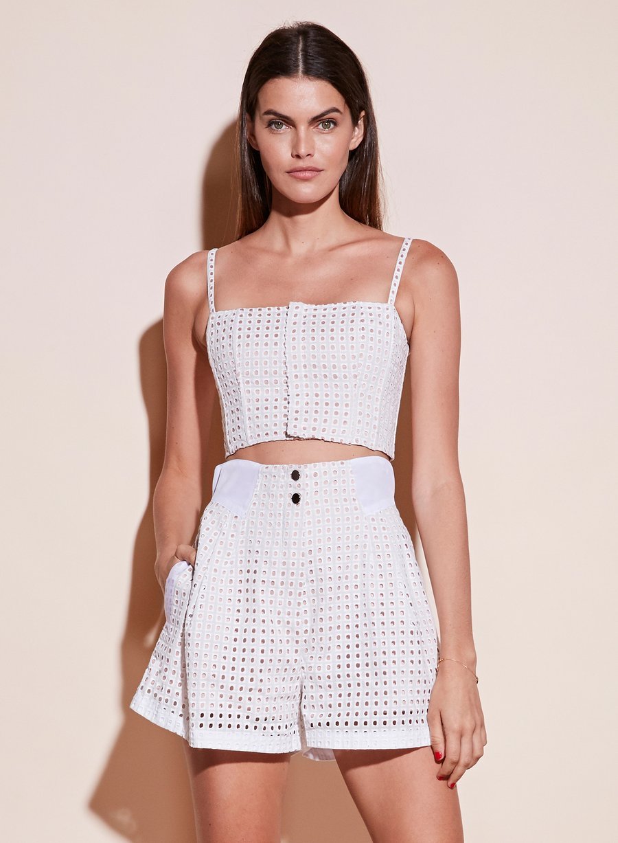 Eyelet Pleated Shorts