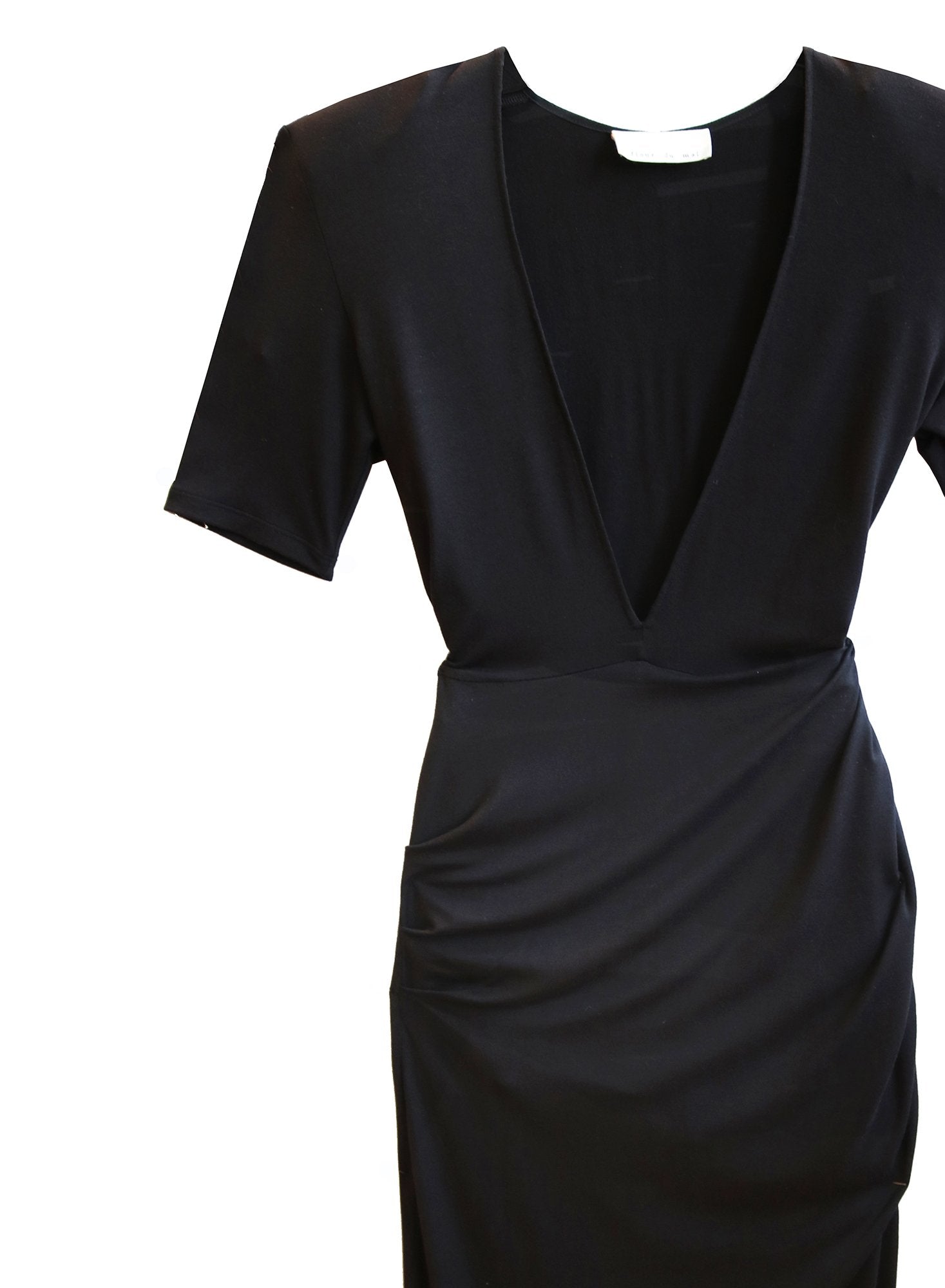 Deep V Jersey Draped Dress