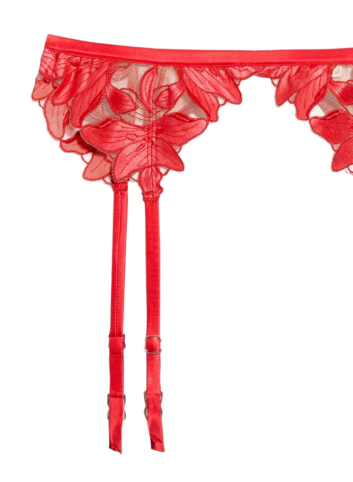 Lily Embroidery Garter Belt