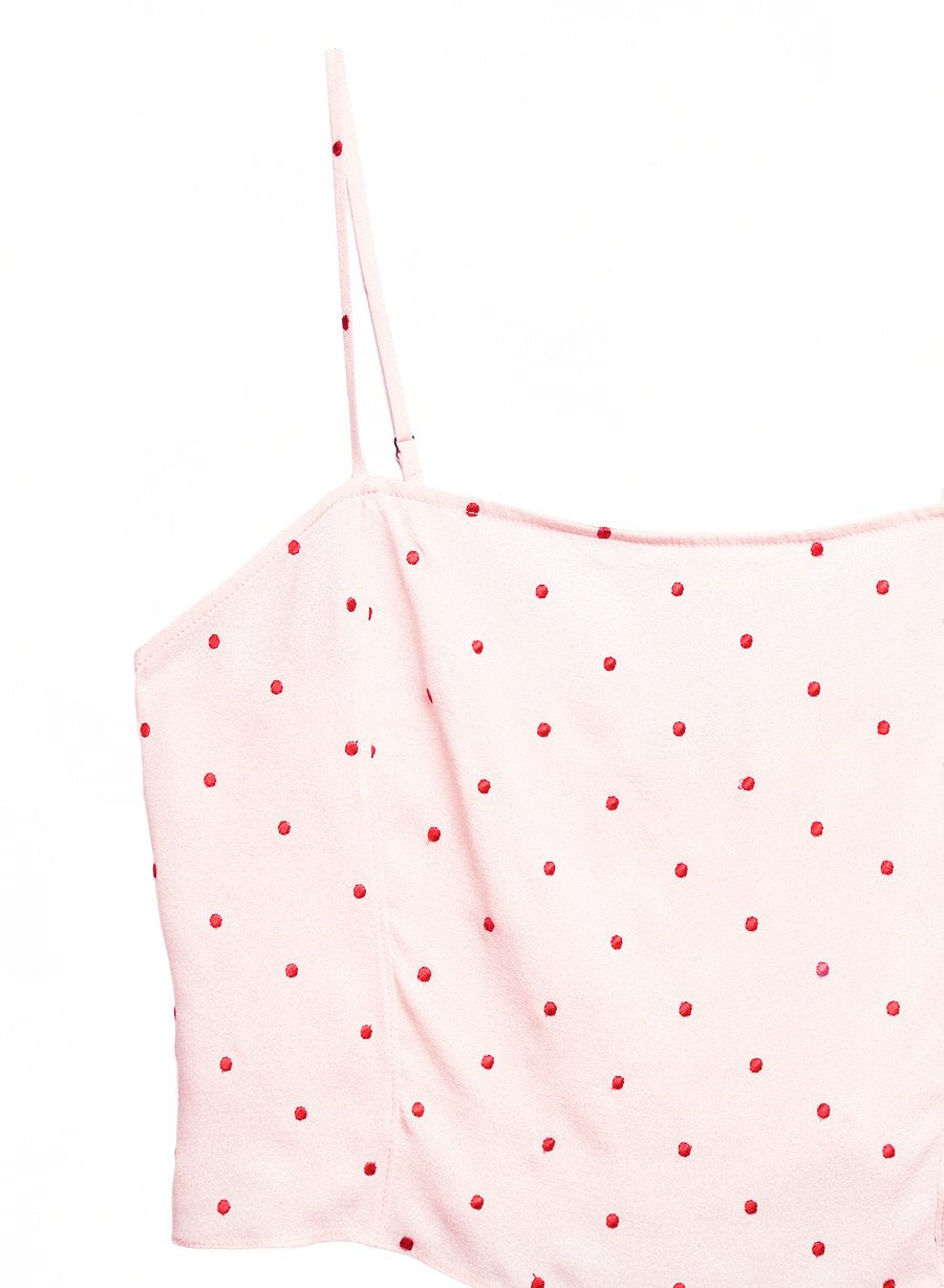 Dot Embroidered Straight Neck Cami
