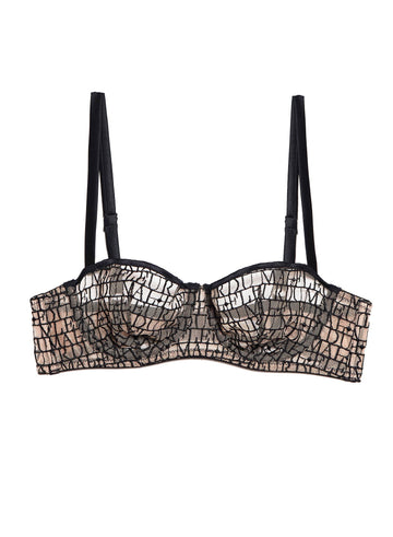 Black - Fleur du Mal Embroidered Balconette Bra | Fleur du Mal - DEMO