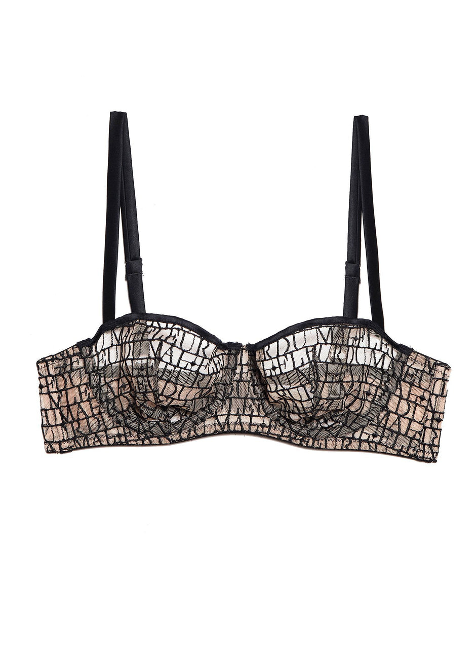 Black - Fleur du Mal Embroidered Balconette Bra | Fleur du Mal - DEMO