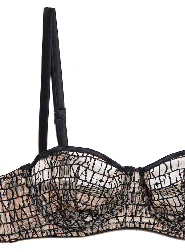 Black - Fleur du Mal Embroidered Balconette Bra | Fleur du Mal - DEMO