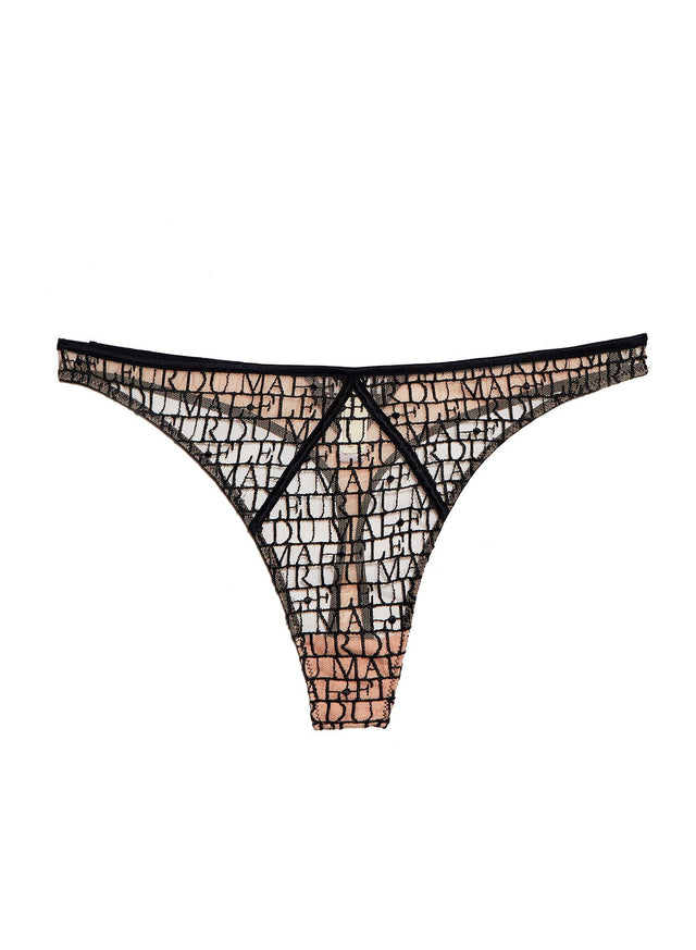 Black - Fleur du Mal Embroidered Thong | Fleur du Mal - DEMO