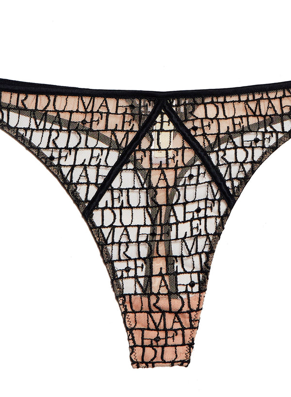 Black - Fleur du Mal Embroidered Thong | Fleur du Mal - DEMO