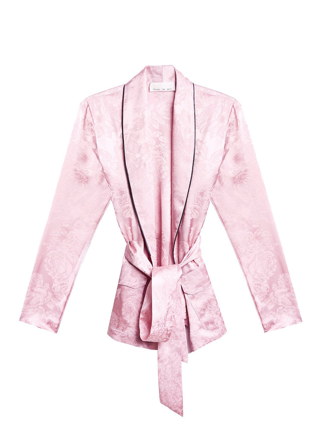 Rose pink - Fleur Jacquard Smoking Jacket | Fleur du Mal - DEMO