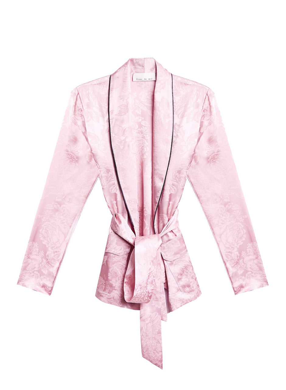 Rose pink - Fleur Jacquard Smoking Jacket | Fleur du Mal - DEMO