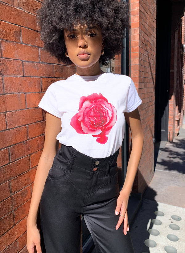 White - Tina Maria Elena Rose Tee | Fleur du Mal - DEMO