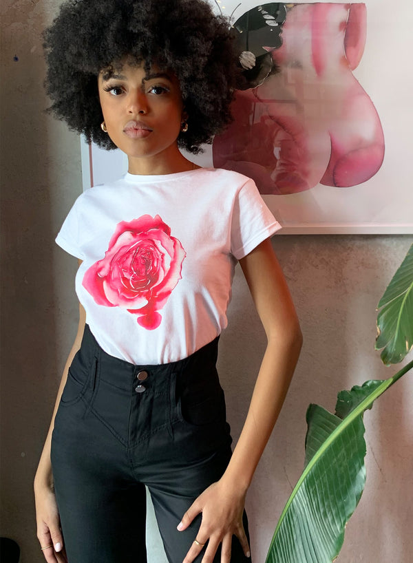White - Tina Maria Elena Rose Tee | Fleur du Mal - DEMO