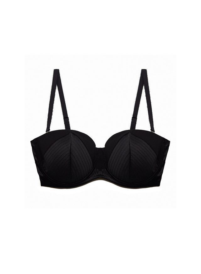 Black - Fuller Cup Top Stitch Convertible Bra | Fleur du Mal - DEMO