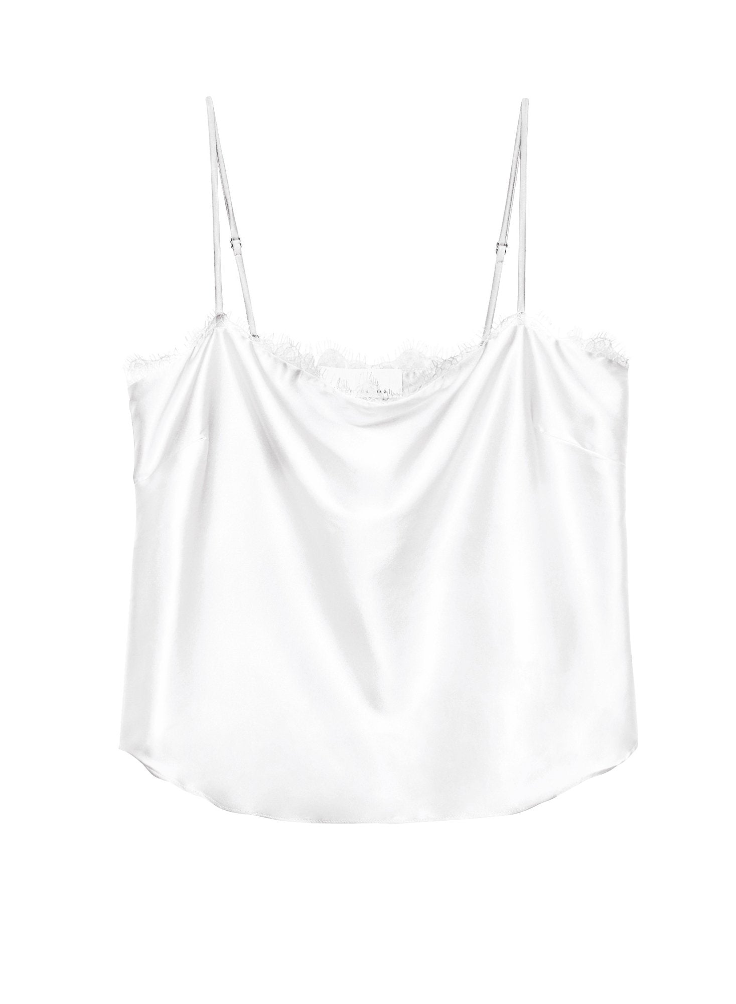 Straight Neck Cami with Lace Trim