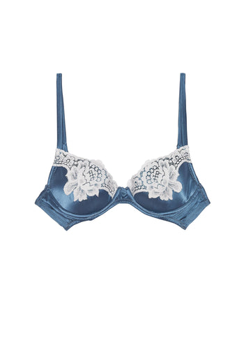 Mylos blue - James Lace Lined Demi Bra | Fleur du Mal - DEMO