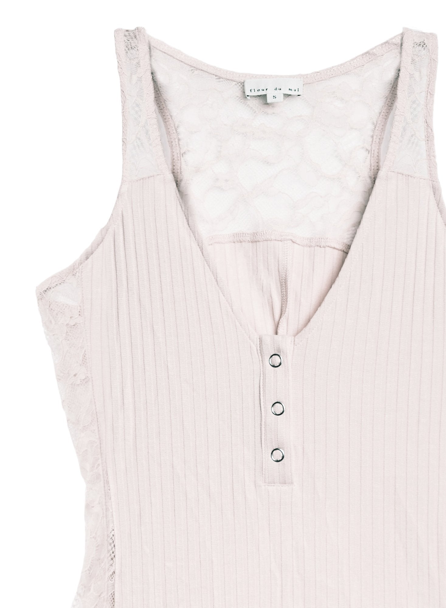 Lace Insert Ribbed Bodysuit