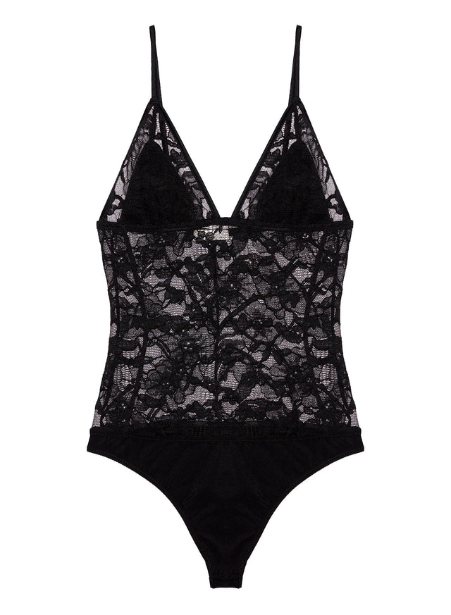 Black - Magnolia Lace Triangle Bodysuit | Fleur du Mal - DEMO