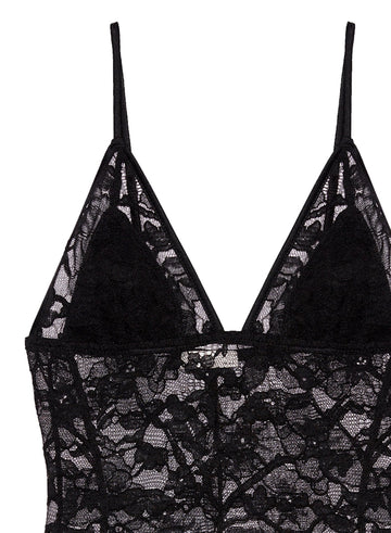 Black - Magnolia Lace Triangle Bodysuit | Fleur du Mal - DEMO