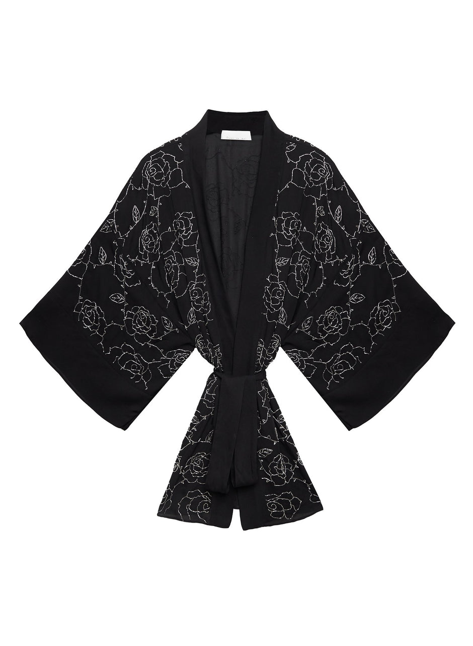 Black - Rose Beaded Kimono | Fleur du Mal - DEMO