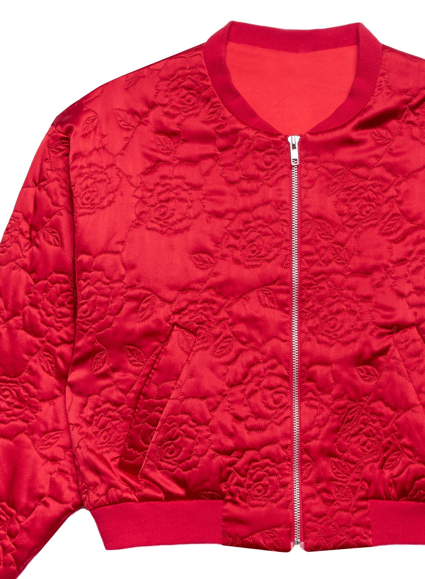 Rose Quilted Bomber Jacket