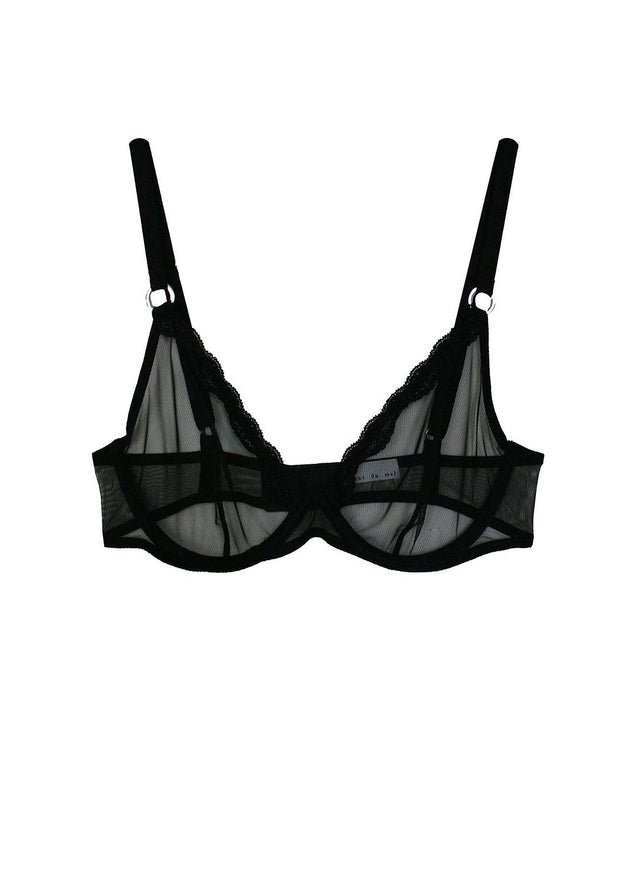 Black - Fuller Cup Sheer Tulle Demi Bra | Fleur du Mal - DEMO